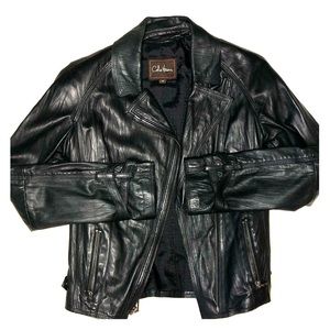 Cole Haan Lambskin Leather Moto Jacket